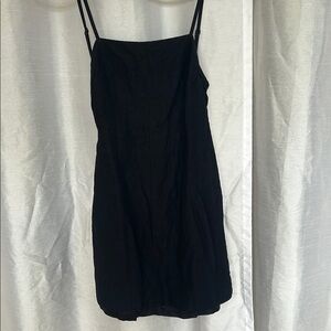Navy Spaghetti Strap linen Dress